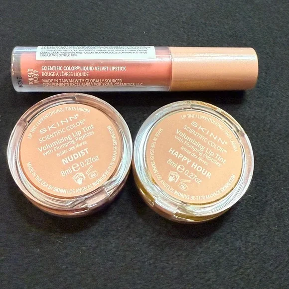SKINN Lip Tint Duo- “Nudist & “Happy Hour” and Velvet Lip “Soft Rose” NEW/SEALED - Picture 2 of 11